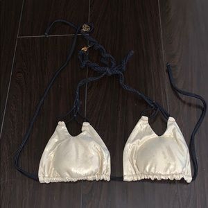 Reversible gold and black luli fama bikini top